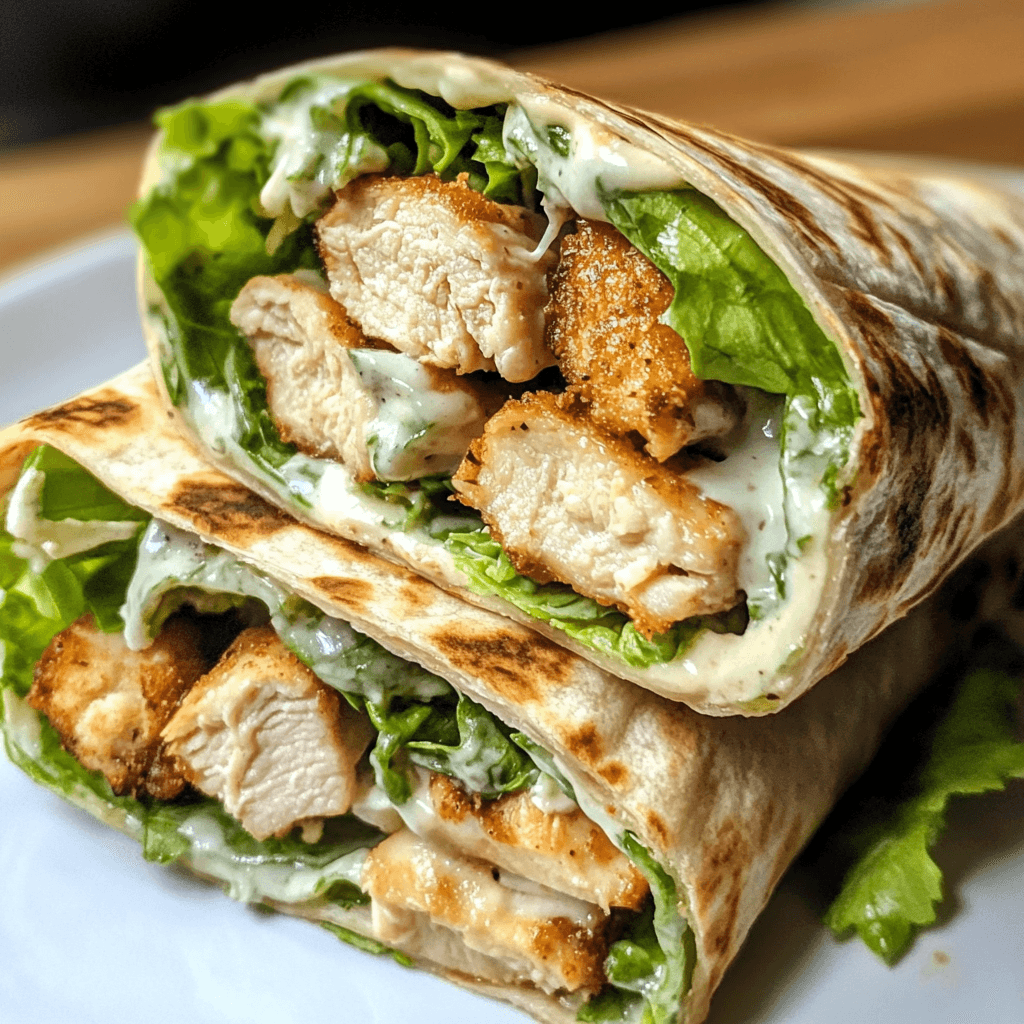 Delicious and easy chicken Caesar wraps with fresh ingredients