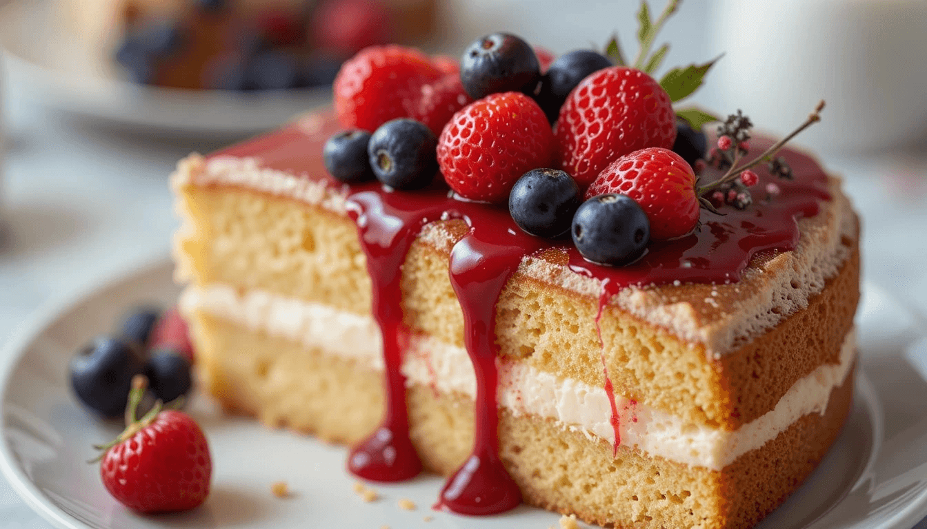 Homemade Boston Cream Cake with vanilla sponge, creamy filling, and chocolate ganache.