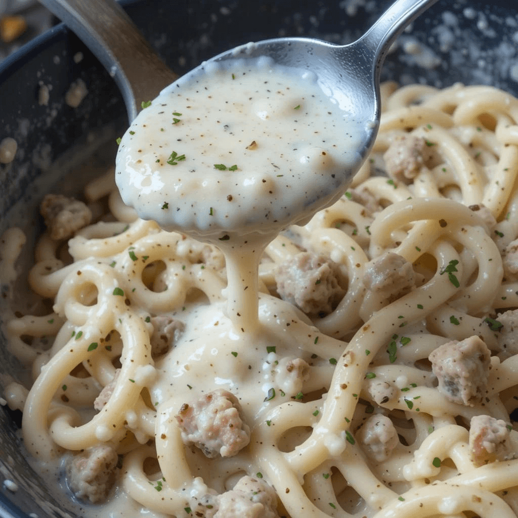 Delicious Cajun Alfredo sauce served over pasta with Cajun seasoning, Parmesan, and creamy sauce.