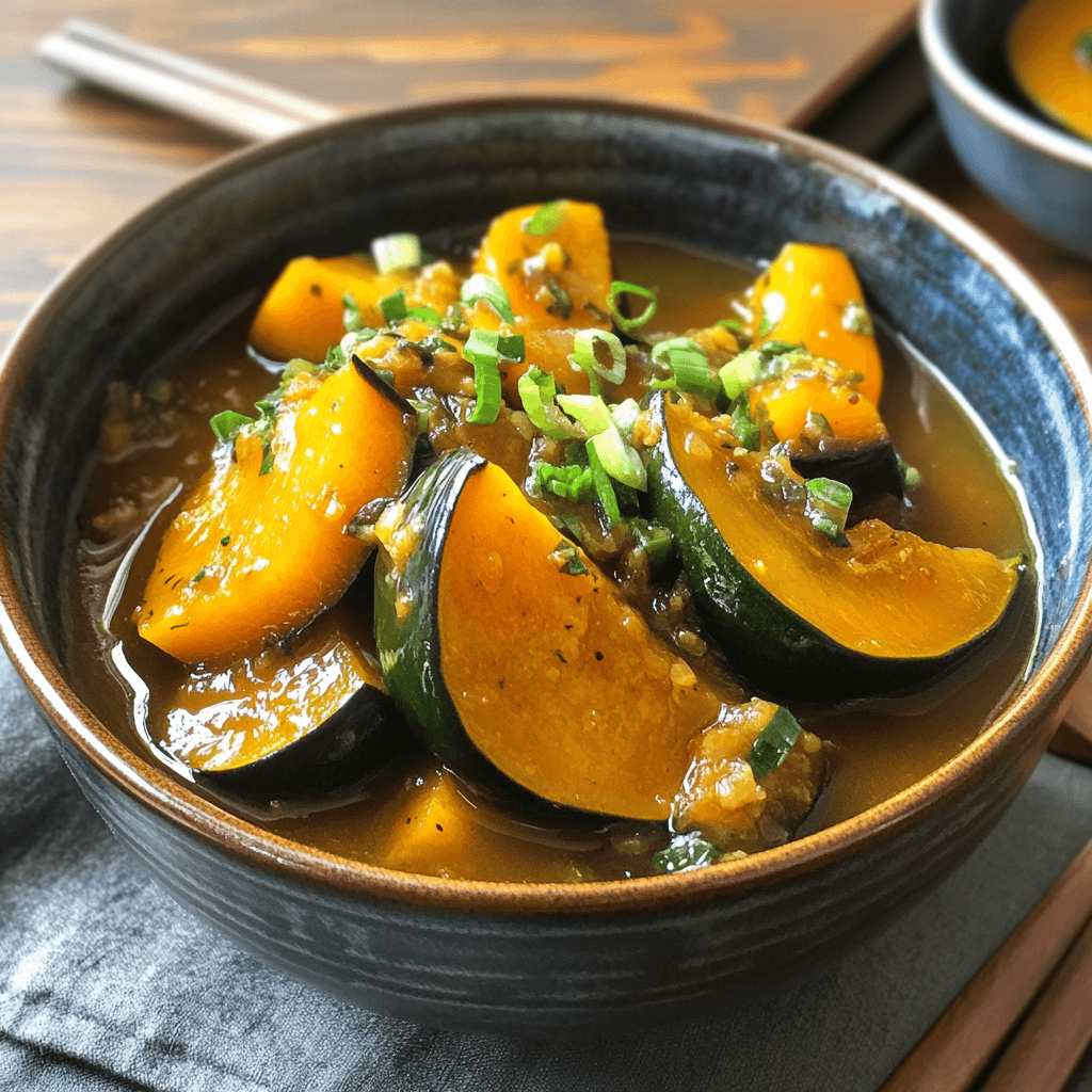 Vegan Chinese kabocha squash stir-fry with tofu, bell peppers, and soy sauce.