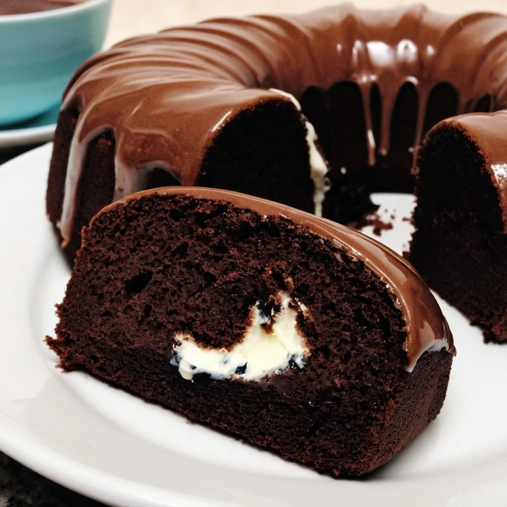 Chocolate cream cheese pound cake, a rich and decadent dessert with moist texture and deep chocolate flavor.