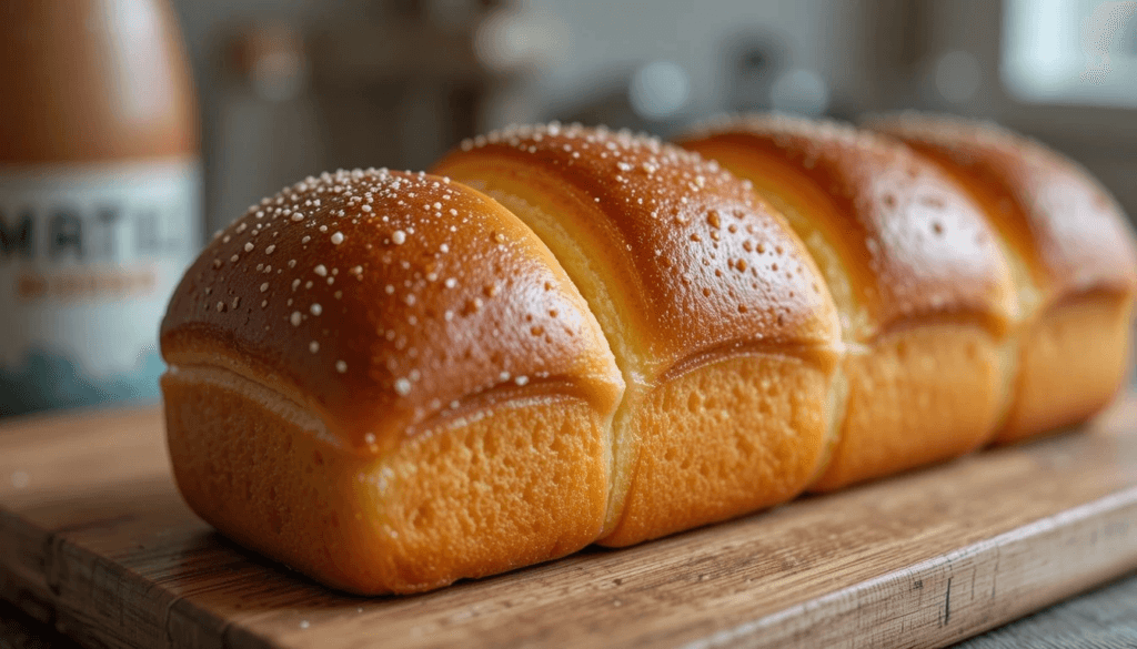 Freshly baked brioche loaf made from a classic brioche recipe.