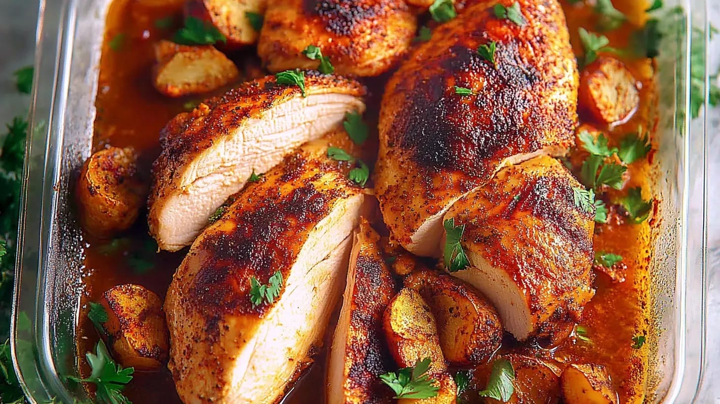 Juicy cut-up chicken breast pieces cooking to perfection on a skillet.