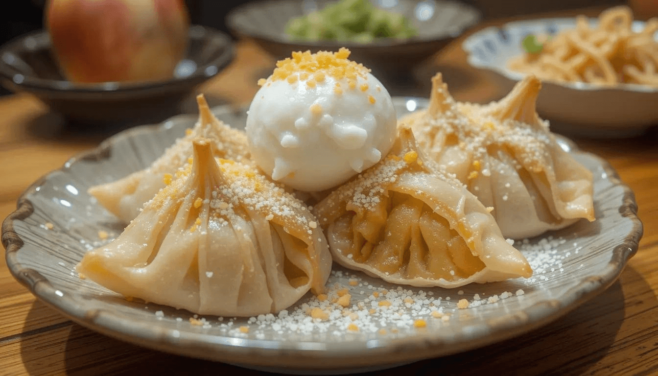 Delicious Japanese apple pastries including pies, cakes, and gyoza, showcasing the art of Japanese baking.