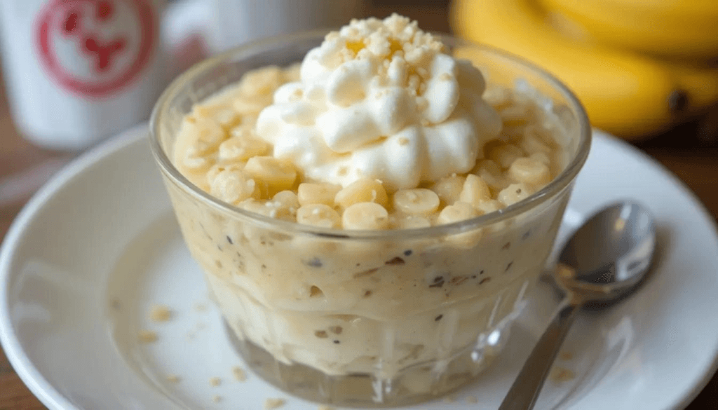 Delicious homemade banana pudding with vanilla wafers and sliced bananas.