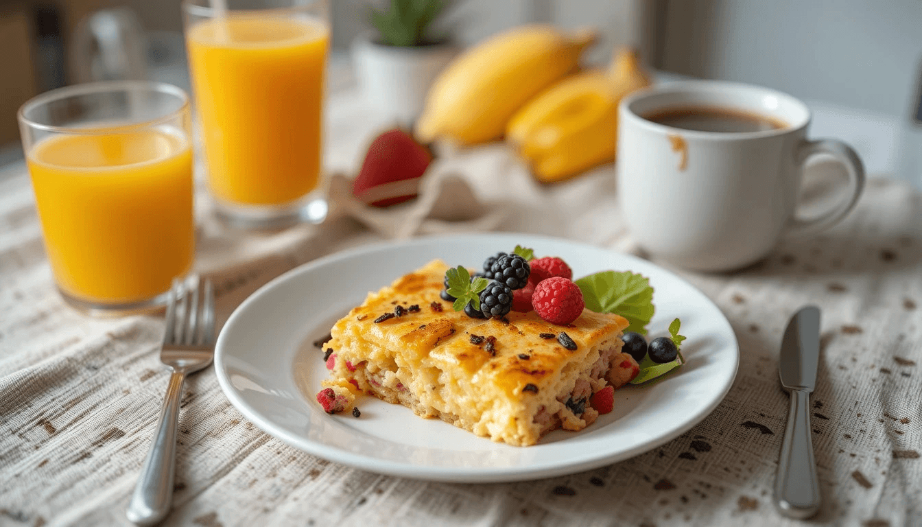 Baked egg casserole with crackers, golden crust and savory layers.