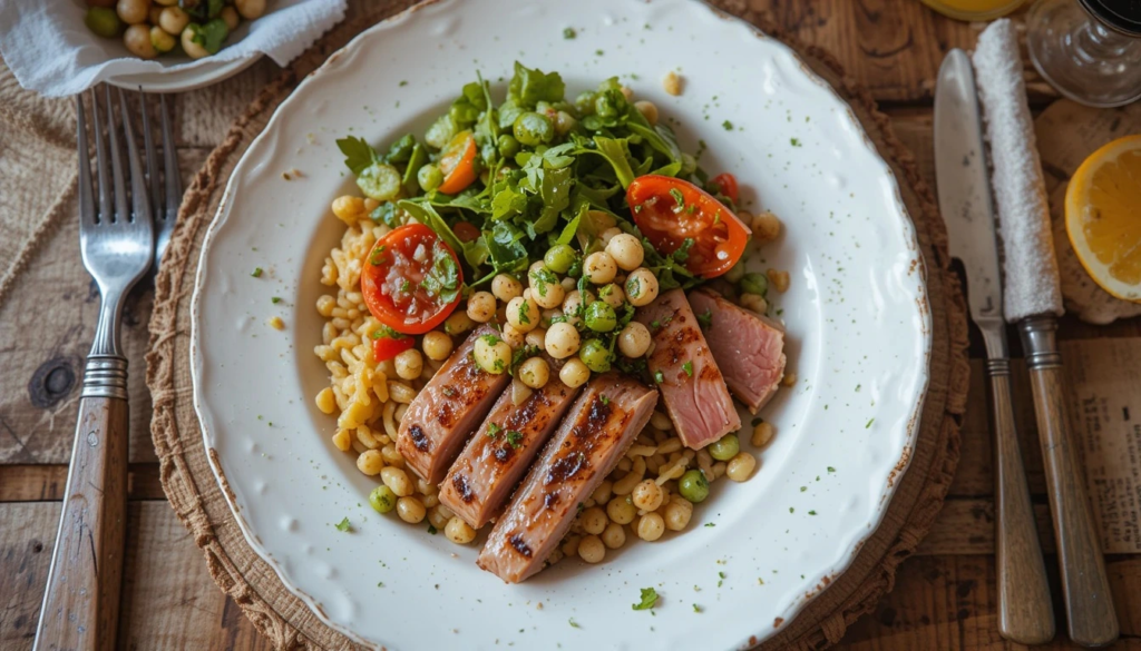 A vibrant ahi tuna poke bowl with diced tuna, avocado, cucumber, and sesame seeds on a bed of rice.