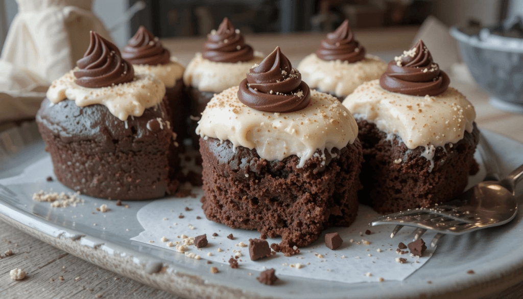 Mounds cake with chocolate frosting and coconut filling.