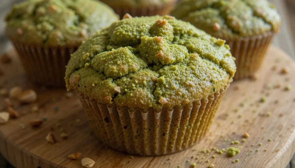 Delicious matcha muffins made with almond flour, a healthy gluten-free treat.