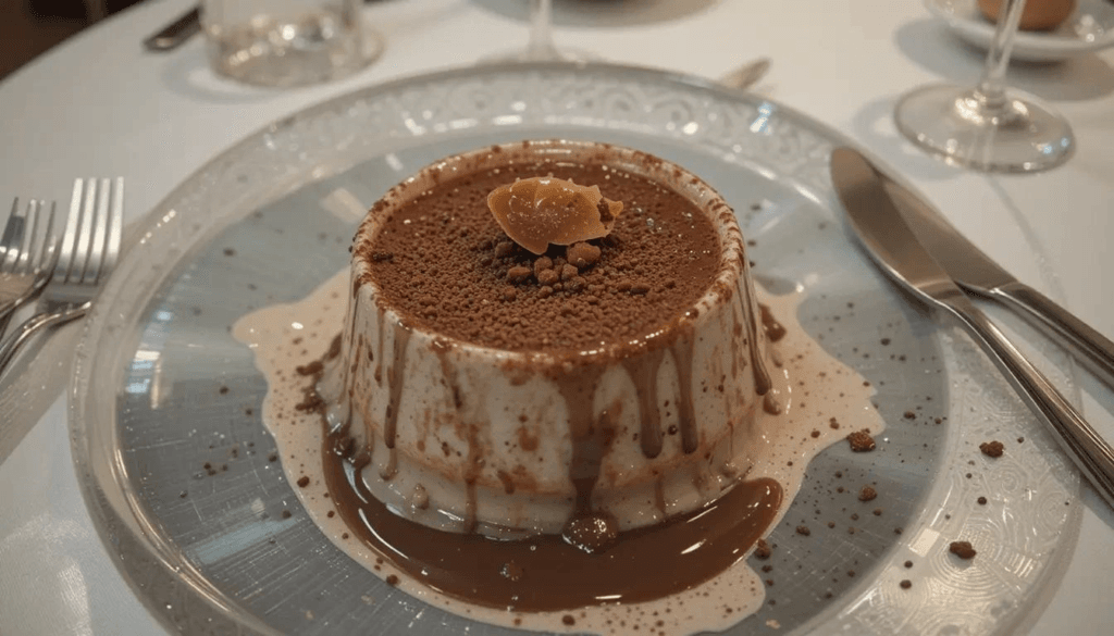 Chocolate Panna Cotta served in elegant glasses, topped with fresh berries.