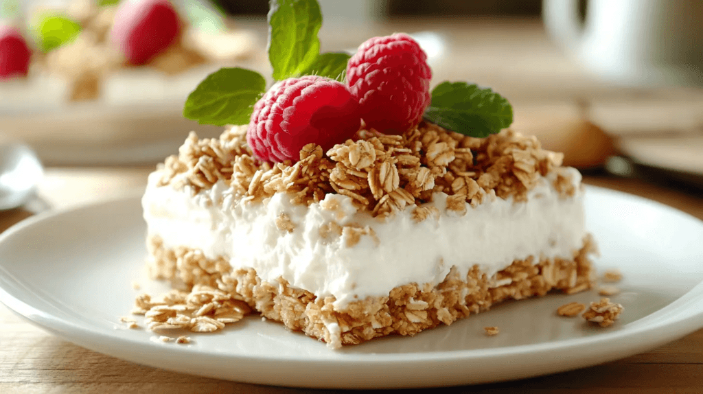 Layered lemon curd parfaits with whipped cream, fresh berries, and a crispy biscuit base.